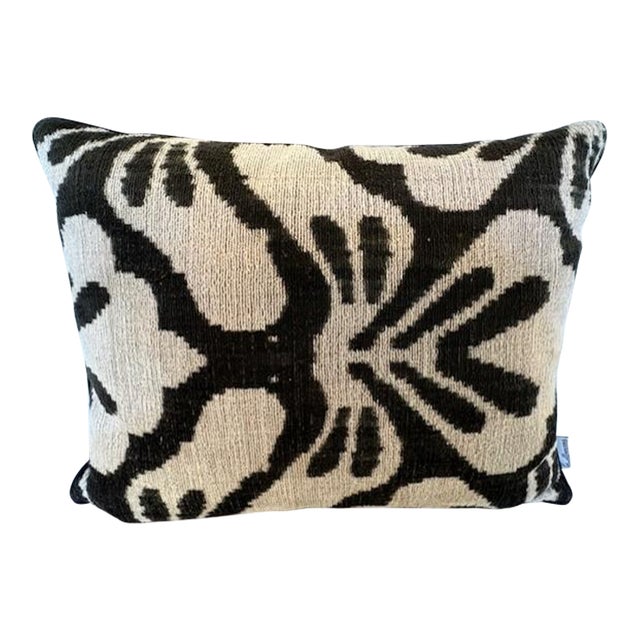 Floral Silk Velvet Ikat Pillow For Sale