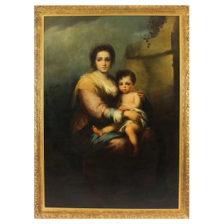After Bartolomé Esteban Murillo, Our Lady of the Rosary, 19th Century, Oil on Canvas, Framed For Sale