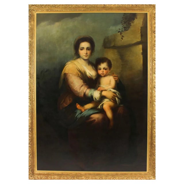 After Bartolomé Esteban Murillo, Our Lady of the Rosary, 19th Century, Oil on Canvas, Framed For Sale
