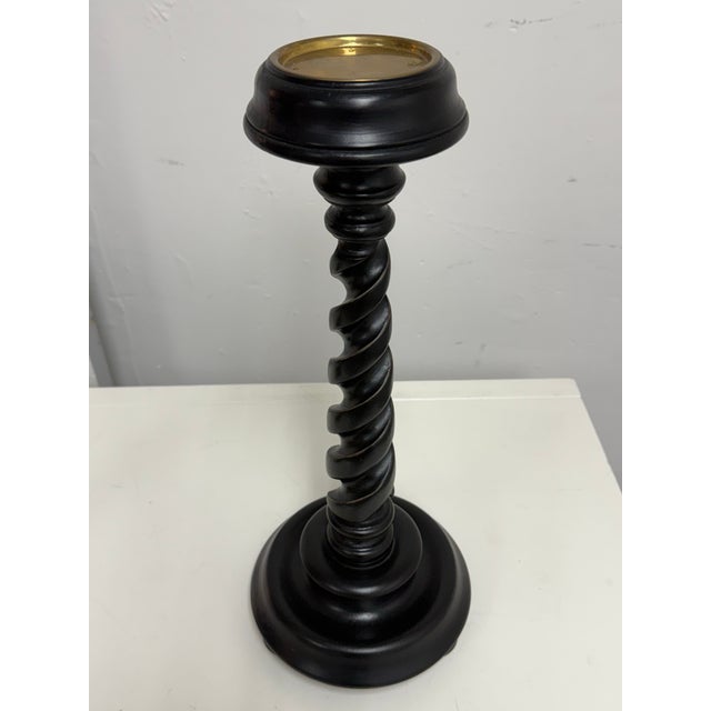 2010s Global Views Barley Twist Wood Candleholders, Pair For Sale - Image 5 of 12