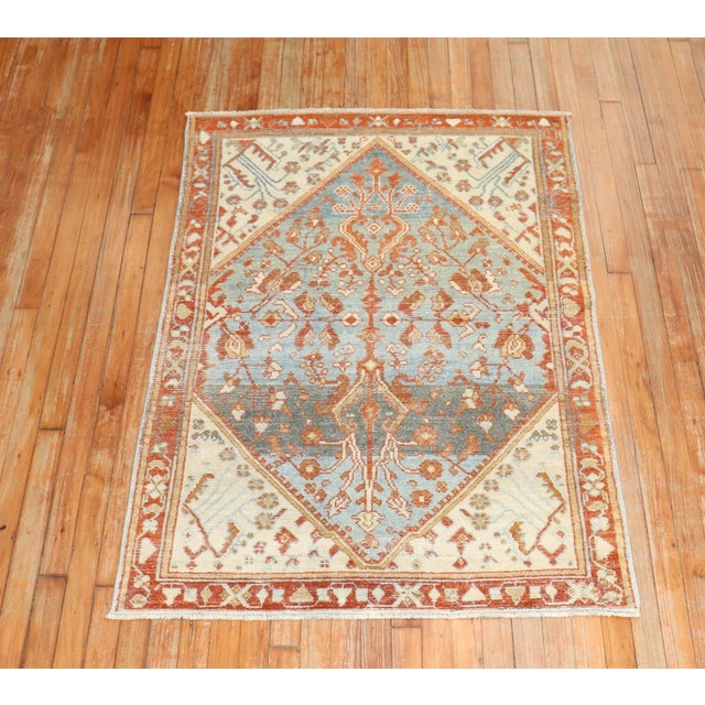 One-of-a-kind, mid-20th-century Hand-knotted Persian Malayer Rustic Small Size Rug. Professionally Washed & personally...