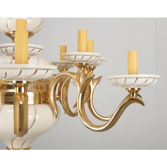 Vintage Italian Neoclassical Revival Porcelain 16 Arm Chandelier For Sale - Image 4 of 10