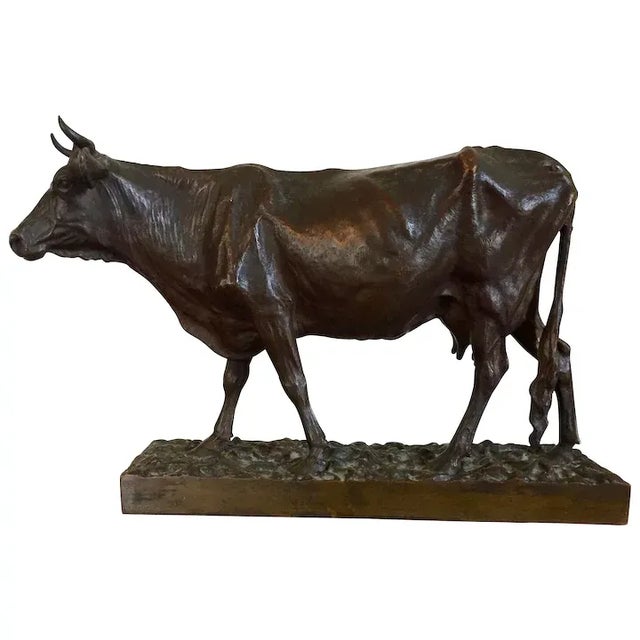 19th Century French Animalier Bronze Sculpture of a Cow For Sale - Image 11 of 11