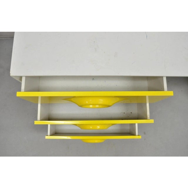Vintage Broyhill Premier Yellow Molded Plastic Space Age Joe Colombo Style Desk For Sale - Image 9 of 12