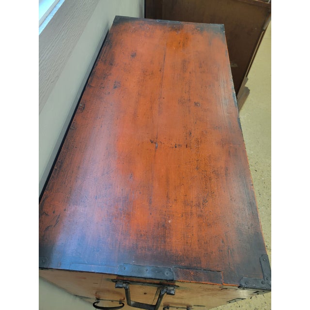 Antique Red Japanese Tansu Drawer Chest For Sale - Image 10 of 11