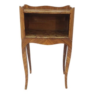 18th Century Louis XV Side Table in Oak, Marble, and Walnut For Sale