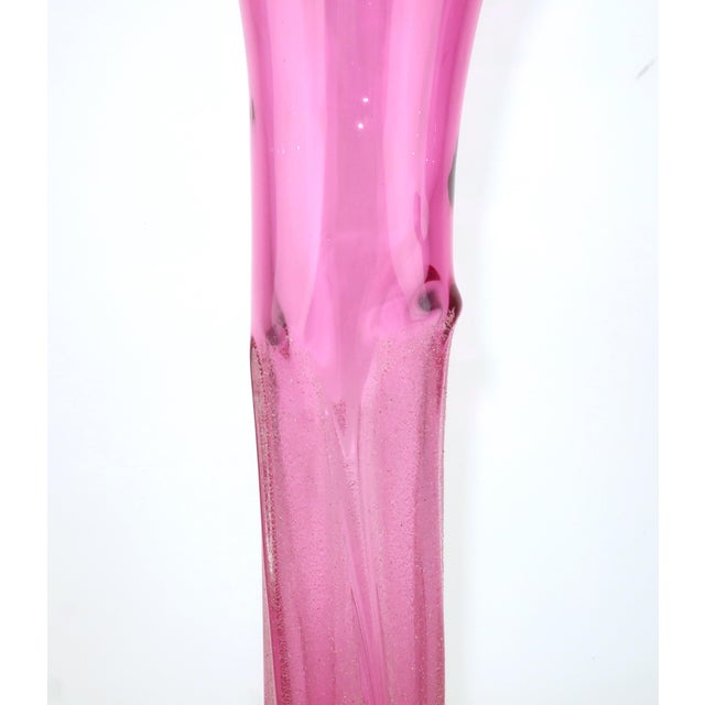 Neal Drobnis Sand Cast Magenta Art Glass Vase, 1997 For Sale - Image 4 of 18