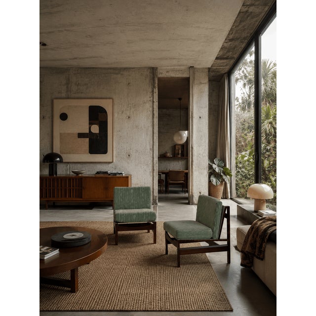 Aqua Brutalist Chairs with Wooden Frame and Fabric Padding, 1970s, Set of 2 For Sale - Image 8 of 8