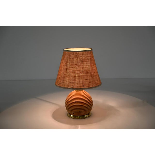 Mid-Century Modern Table Lamps in Rattan and Brass from Vivai Del Sud, Italy, 1970, Set of 2 For Sale - Image 3 of 14