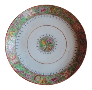 Early 19th Century Chinese Export Porcelain Famille Rose Mandarin Palette Low Bowl