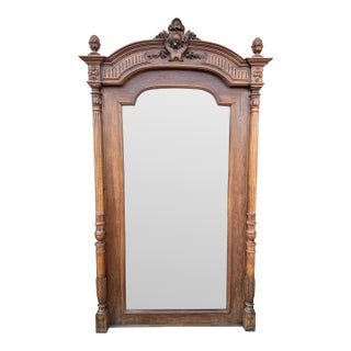 French 19th Century Louis XIII Walnut Château Wall Mirror For Sale