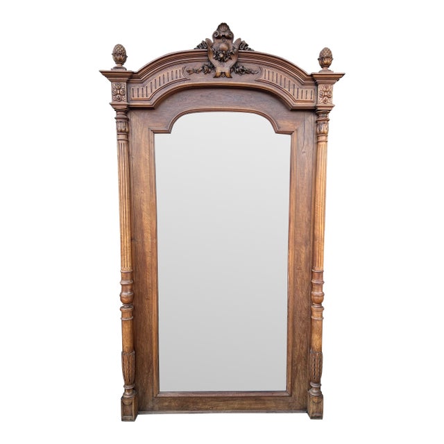 French 19th Century Louis XIII Walnut Château Wall Mirror For Sale