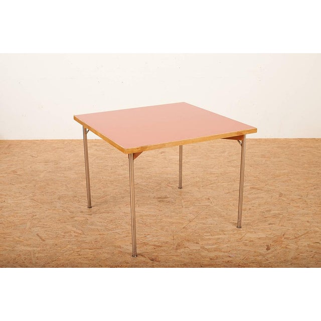 Wood Table with Chrome-Plated Tubular Steel Legs For Sale - Image 7 of 14