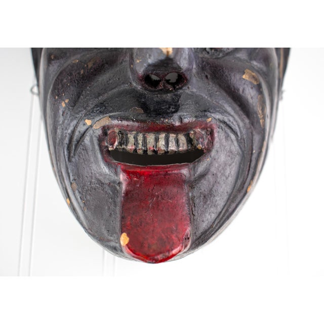 Mid 20th Century Hand Carved Devil / Demon Mask With Horns For Sale - Image 9 of 18