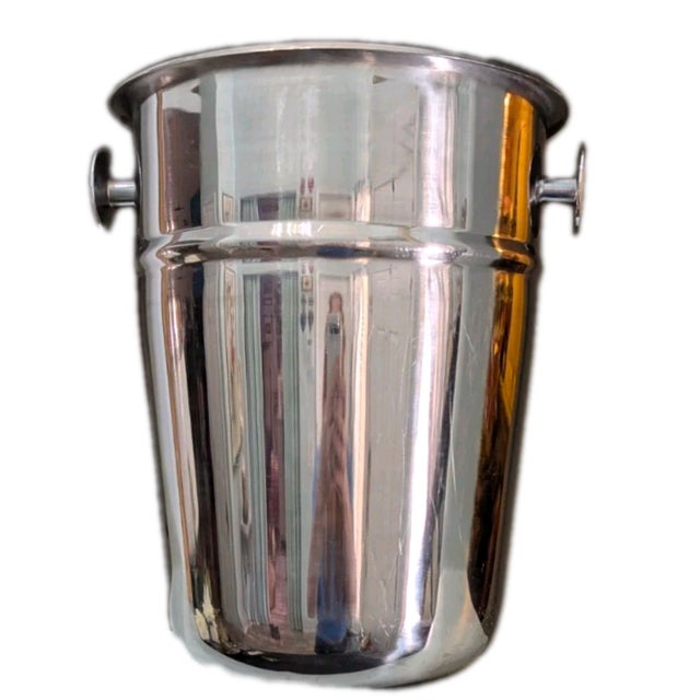 1960s Mid-Century Modern Steel Champagne Bucket on Stand For Sale - Image 5 of 12