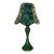 Forest Green Velvet & Floral Fabric Table Lamp For Sale