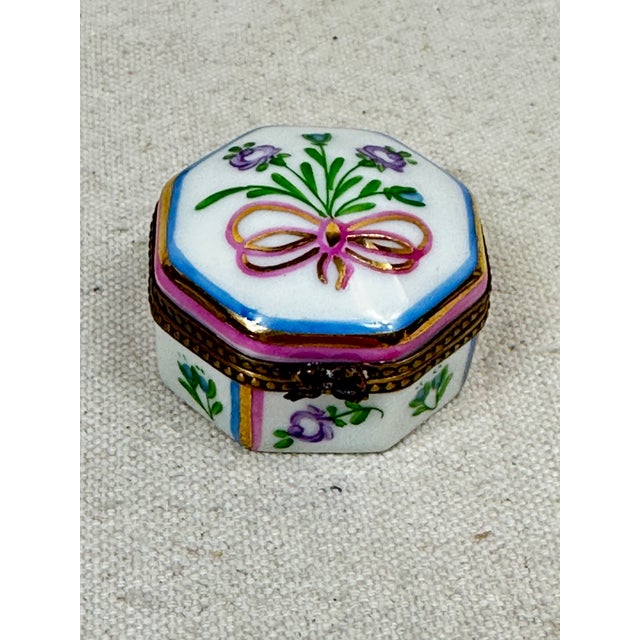 Ceramic Vintage Octagonal Limoges Box For Sale - Image 7 of 9