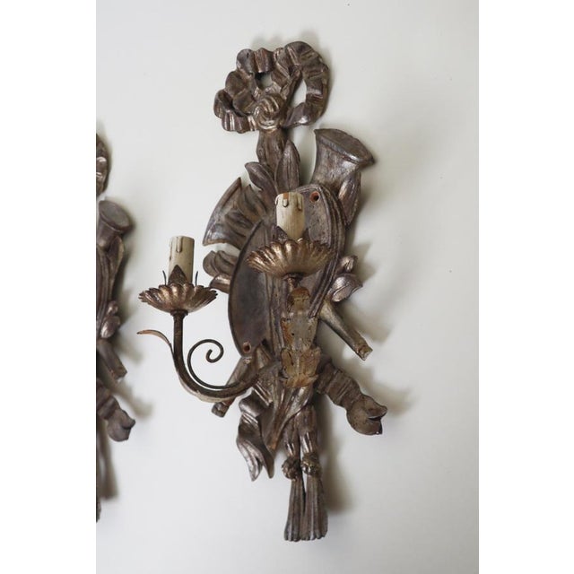 Louis XIV Silver and Wood Wall Lights, Set of 2 For Sale - Image 15 of 18