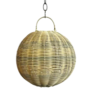 Outdoor Faux Rattan Globe Lantern 12"