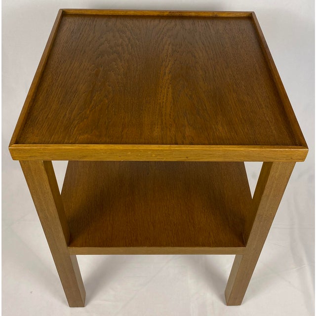 Wood Pair of Oak Two Tiered End/Side Tables Attributed to Ed Wormley For Sale - Image 7 of 7
