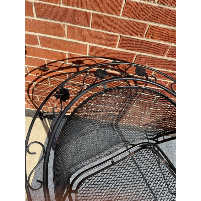 Mid-Century Modern 1970s Mt. Vernon Maple Leaf Barrel Back Patio Garden Chairs &Side Table Attributed Woodard, 3 Pieces For Sale - Image 3 of 11