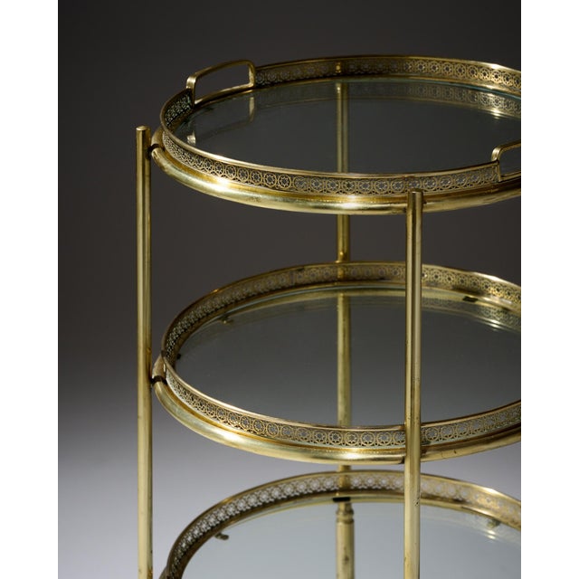 1940s Art Deco Period, French Brass Bar Cart, Circa 1940 For Sale - Image 5 of 9
