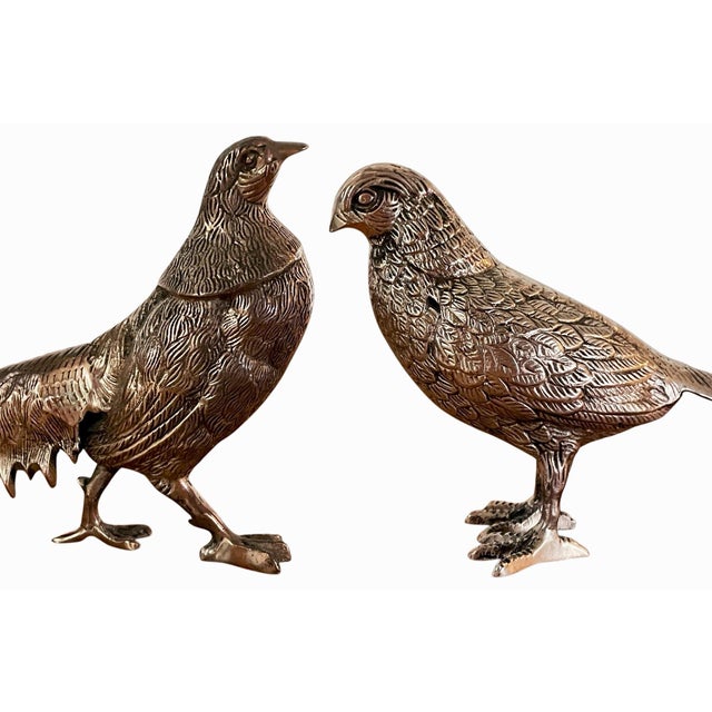 Farmhouse Pair of Late 20th Century Silver Tone Bird Figurines For Sale - Image 3 of 11