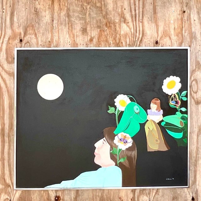 Vintage Boho Signed Original Abstract Expressionist Oil Painting For Sale - Image 11 of 11