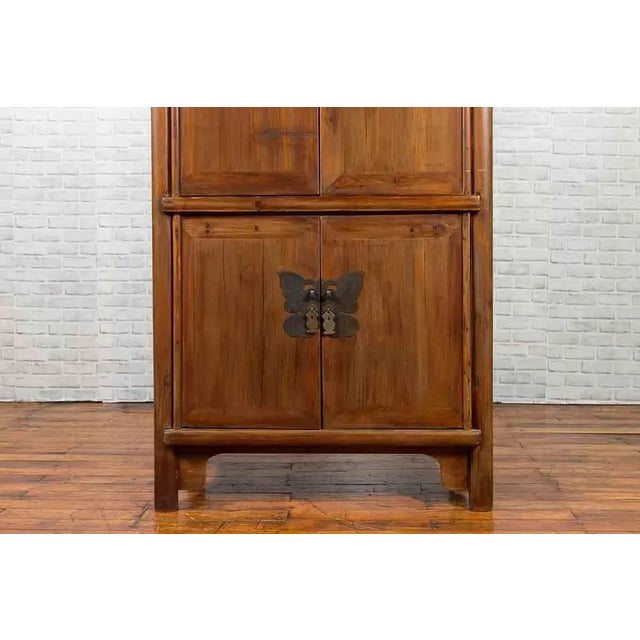 Large 19th Century Wooden Wedding Cabinet with Butterfly Hardware For Sale In New York - Image 6 of 11