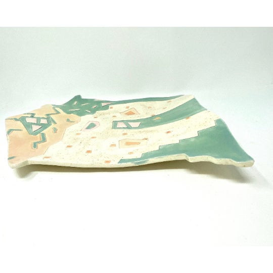Ceramic 1988 Barbara Demery Ceramic Glazed Clay Pottery House Wall Hanging Plate Platter For Sale - Image 7 of 10