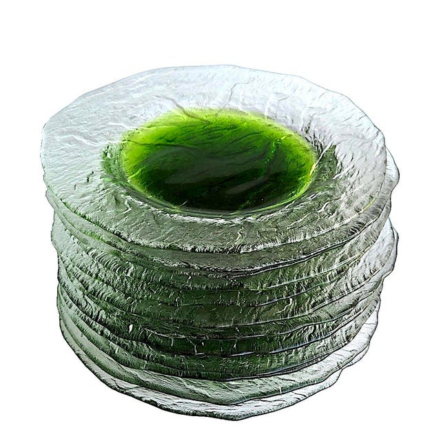 1970s Textured Glass Pertti Santalahti Humppila Kivi Dinner Plates, Set of 12 For Sale In Miami - Image 6 of 16
