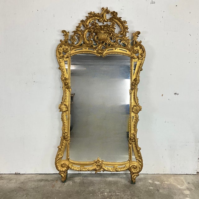 Rococo Carver's Guild Newport Jardin Rococo Revival Gilt Wood Wall / Floor Mirror For Sale - Image 3 of 12