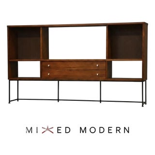 Walnut Mid Century Modern Bookcase by Stanley Furniture For Sale