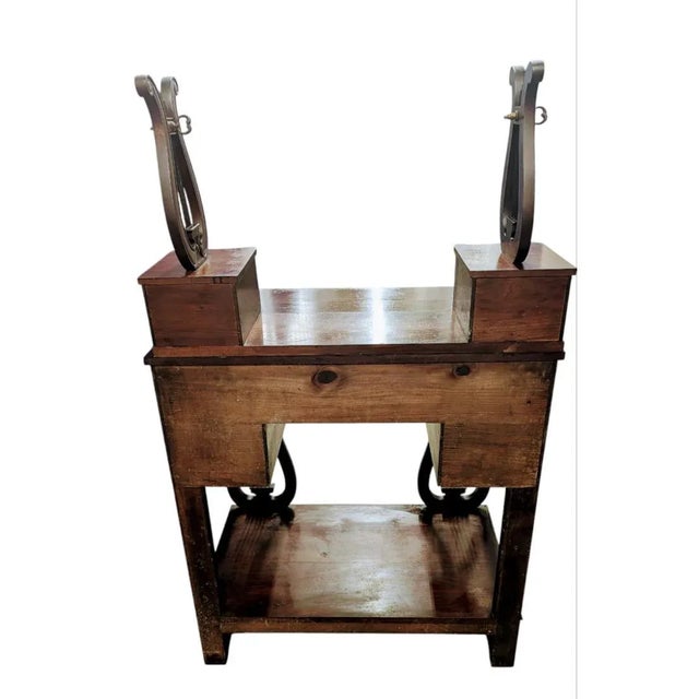 Antique Mahogany Writing Desk Lyre-Shape Legs 18th Century For Sale In Los Angeles - Image 6 of 13