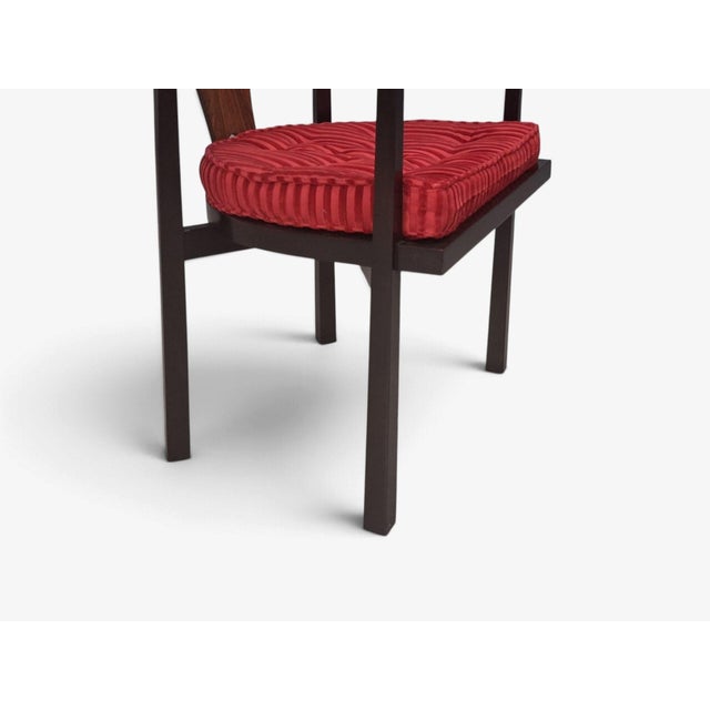 Edward Wormley, Horseshoe Chairs, Mahogany, Rosewood, Red Fabric, Usa, 1950s For Sale - Image 11 of 16