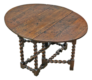 Antique Oak Drop-Leaf Gate Leg Dining Table, 1700s