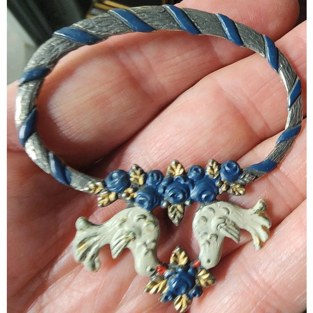 Hand-Painted Vintage Pewter Napkin Rings - Set of 7 For Sale - Image 11 of 12