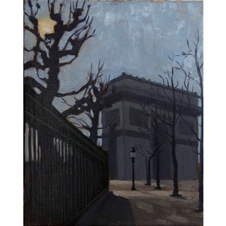 Arc de Triomphe by Richard T Scott | Oil on canvas Night scene of the Arc de Triomphe with bare trees. For Sale