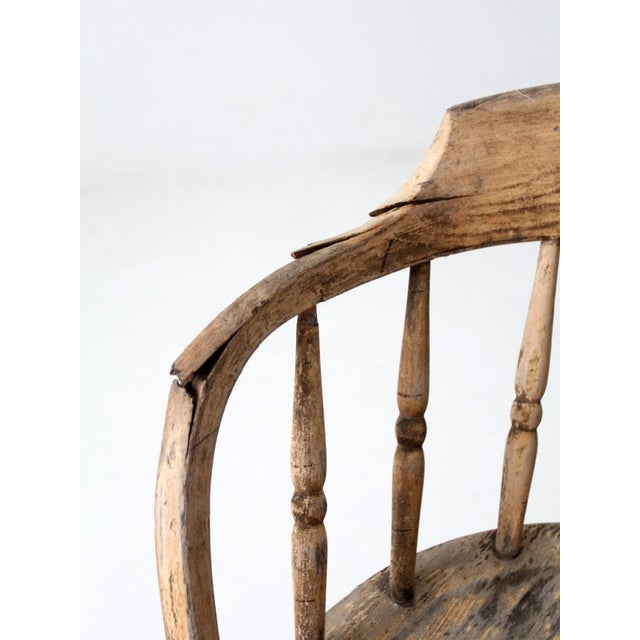 Antique Rustic Captain's Chair For Sale - Image 6 of 12