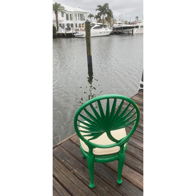Hollywood Regency Vintage Coastal Tropitone Cast Aluminum Palm Leaf Dining Chair For Sale - Image 4 of 12