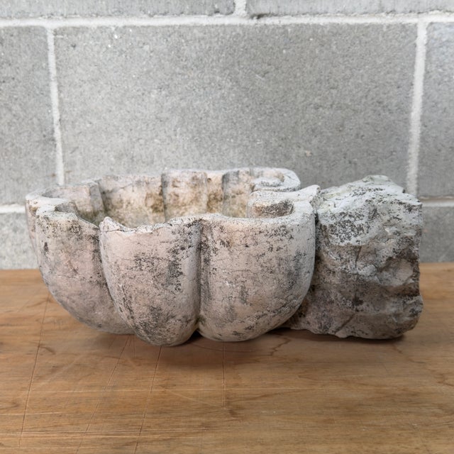 Antique Holy Water Stoup in Carved Stone, 20th Century For Sale - Image 4 of 11