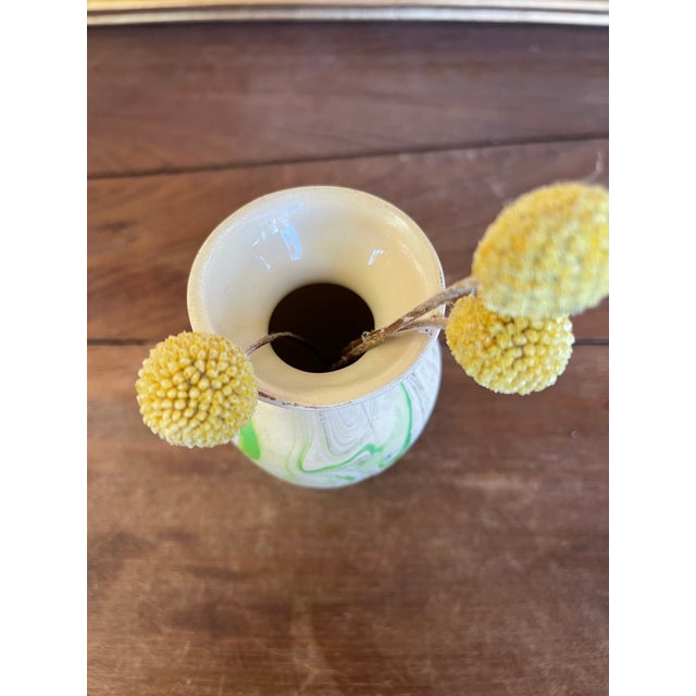 Vintage Studio Pottery Bud Vase With Green and Brown Marbled Glaze For Sale - Image 9 of 9