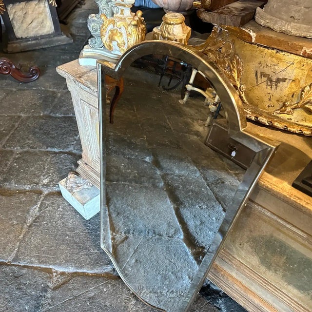 1950s Gio Ponti Style Mid-Century Modern Brass Italian Wall Mirror For Sale - Image 14 of 15