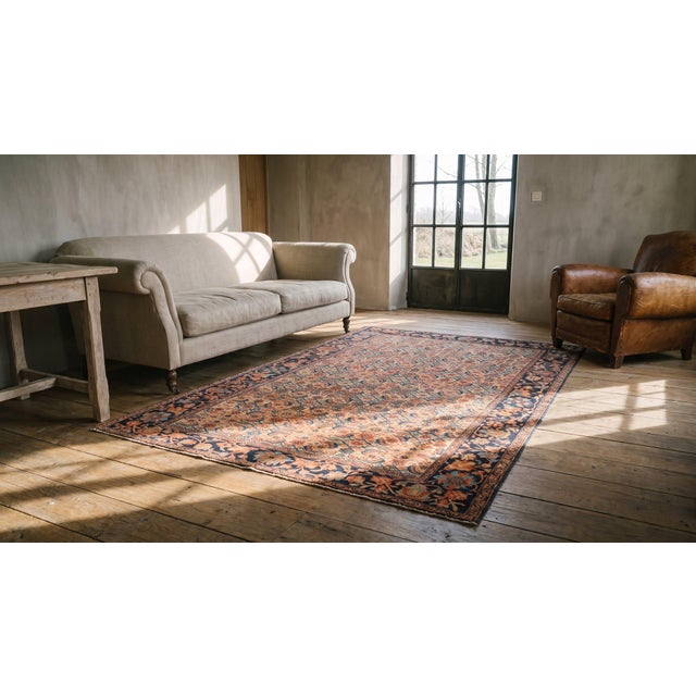 Beautiful Ivory Color With Lovely Rosette Border & Allover-Geometric Design Antique Persian Sarouk Farahan Rug For Sale - Image 11 of 12