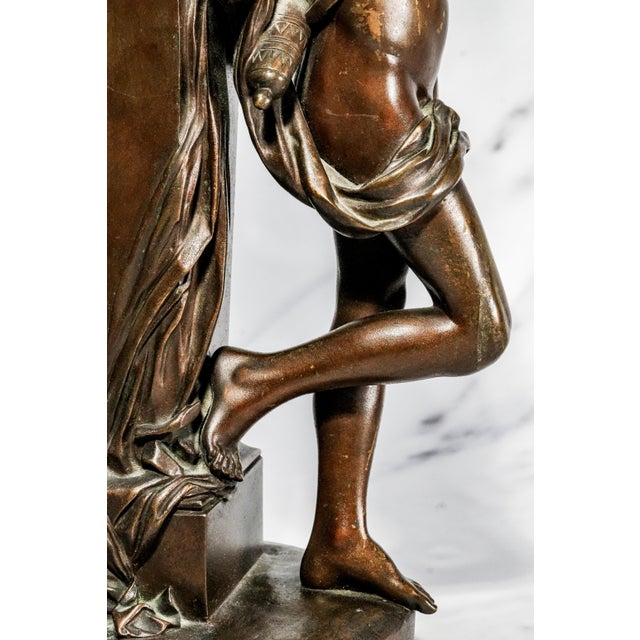 Amazing Large Antique French Bronze Statue After Félix Sanzel L’Amour Captif Cupid & Allegorical Neoclassical Figure Sculpture For Sale - Image 11 of 17