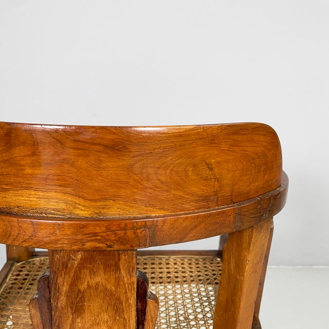 Italian Art Nouveau Wood and Straw Tub Chair, 1930s For Sale - Image 15 of 18