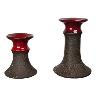 Mid-Century Modern Danish Studio Pottery Candleholder from Lehmann Pottery, 1960s, Set of 2 For Sale