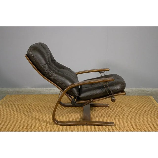 Wood Set of Reclining Armchair with Footrest, 1970 For Sale - Image 7 of 12