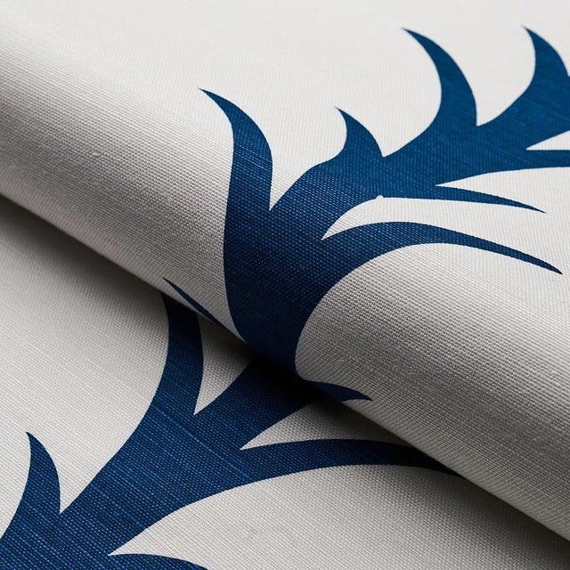 Schumacher Schumacher X Celerie Kemble Acanthus Stripe Fabric in Navy For Sale - Image 4 of 5
