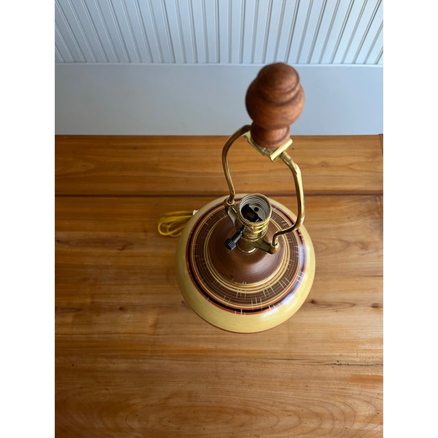 Mid 20th Century Chinese Pottery Table Lamp With Real Wood Accents For Sale - Image 9 of 9